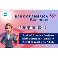 2025 October, Bank of America (Business) Bank Statement Editable & Updated